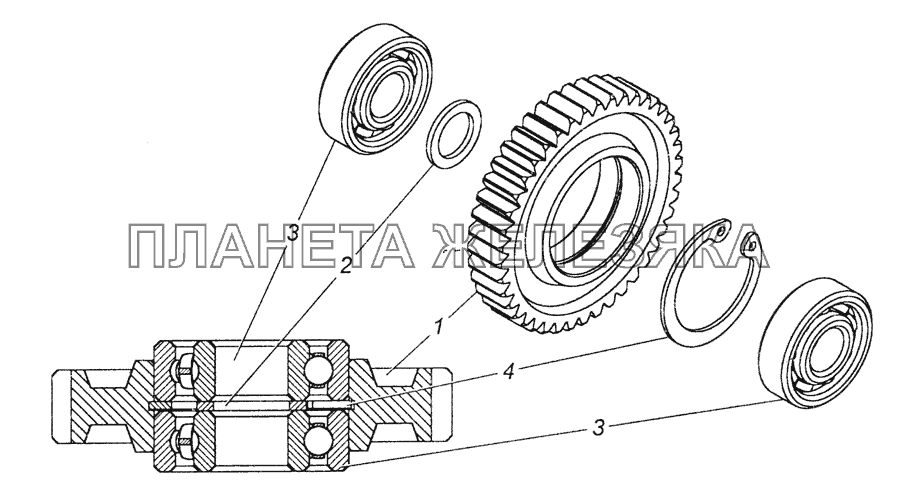 Шестерня регулятора промежуточная в сборе КамАЗ-6522 (Euro-2, 3)